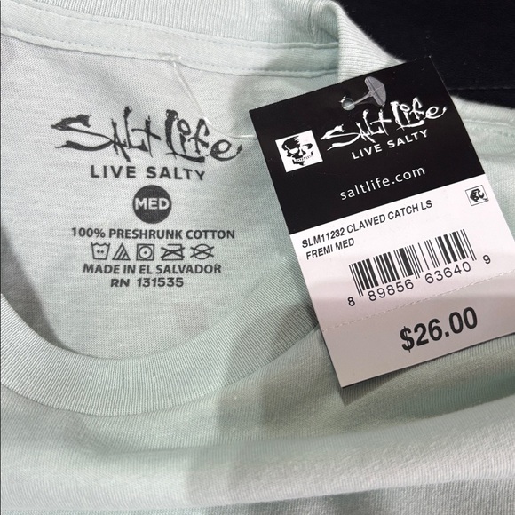 Salt Life Claws Catch logo back Chasing Tail,Logo sleeve, pre-shrunk cotton T - Picture 4 of 6